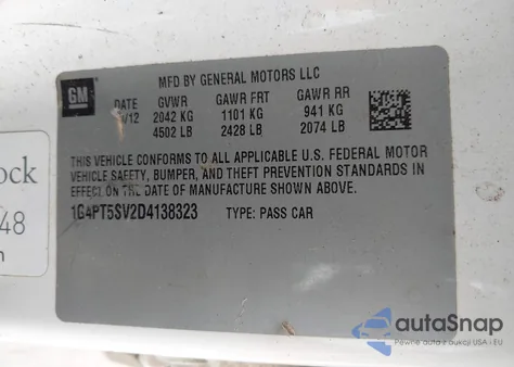 2013 Buick Verano Premium Group from USA, damaged, VIN 1G4PT5SV2D4138323